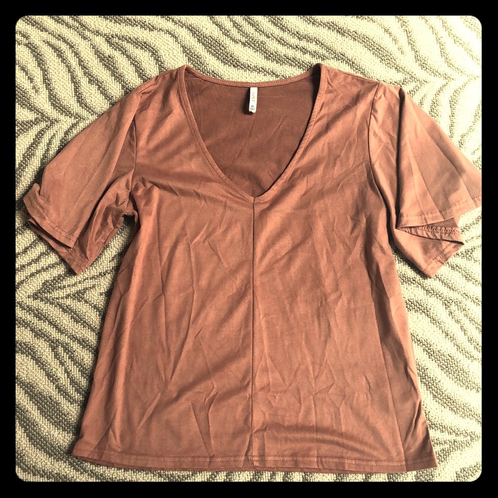 Zsupply sueded blush flare sleeve tee xs